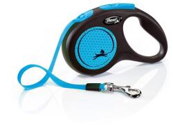 flexi New Neon lesa automata pentru caini, albastru, marimea S, 5 m