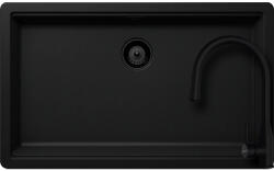 SCHOCK Schock Greenwich N-100XL konyhai mosogatótálca 750 x 456 mm Cristadur Puro, intenzív fekete és szűrőkosár, túlfolyó takaró és Schock Kavus konyhai csaptelep kihúzható fejjel Puro (GRN10XLPUKVEPUR)