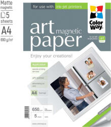 COLORWAY Fotopapir Cw Art Matt Magneses 650g/m2, 5db, A4 (pma650005ma4)
