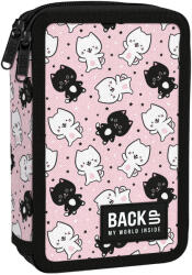 BackUP Penar școlar echipat Back Up DW - Black and White, cu 2 fermoare (93625) Penar