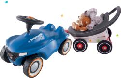 BIG Szett bébitaxi Bobby Car Neo BIG kék hanggal 3 rétegű gumikerékkel és utánfutó Buggy 3in1 funkciókkal (BIG56241-5)