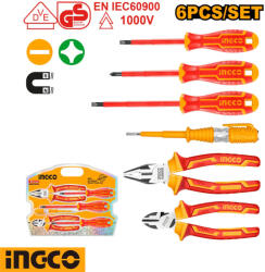INGCO HKIST3061 szigetelt fogó és csavarhúzó készlet, 6 részes (VDE 1000V) (HKIST3061)