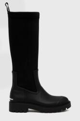 Calvin Klein Jeans csizma High Rainboot Neoprene fekete, női, lapos talpú - fekete Női 36