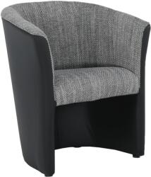 TEMPO KONDELA Klub fotel, fekete textilbőr/ szürke szövet, CUBA - kondela