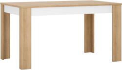 TEMPO KONDELA Étkezőasztal LYOT03, nyitható, tölgy riviera/fehér extra magasfényű, 140-180x85 cm, LEONARDO - kondela