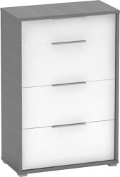 TEMPO KONDELA Komód fiókokkal, grafit/fehér, RIOMA NEW TYP 22