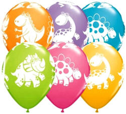  Színes dínós lufi, 30cm (5db)