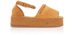 Tsoukalas Espadrile Flatform Camel piele întoarsă sintetică cu butoane decorative