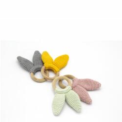 BabyJem Jucarie dentitie din bumbac cu inel din lemn BabyJem Amigurumi (Culoare: Galben) (bj_6512) - copiicujucarii