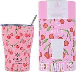 Estia Home Art Coffee Mug Save The Aegean Reciclabil Pahar Termos Oțel inoxidabil Fără BPA 350ml Cherry Rose cu Pai 01-16876 (01-16876)