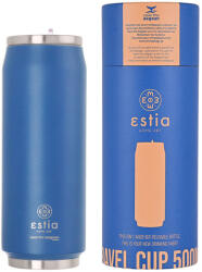 Estia Home Art Travel Cup Save the Aegean Reciclabil Pahar Termos Oțel inoxidabil / Plastic Fără BPA 500ml albastru denim cu Pai 01-12076 (01-12076)