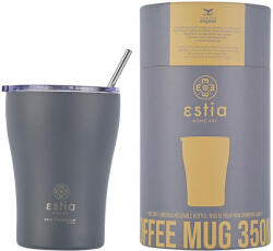 Estia Home Art Coffee Mug Save The Aegean Reciclabil Pahar Termos Oțel inoxidabil Fără BPA 350ml Grey cu Pai 01-12441 (01-12441)