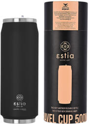 Estia Home Art Travel Cup Save the Aegean Reciclabil Pahar Termos Oțel inoxidabil / Plastic Fără BPA 500ml NEGRU MIDNIGHT cu Pai 01-7843 (01-7843)