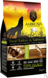 Ambrosia Senior Grain Free Light Salmon & Fresh Turkey 12kg Hrană Uscată Dietetic, fără Cereale pentru Câini Seniori Sterilizaţi cu Curcan și Somon (AM25017)