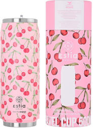 Estia Home Art Travel Cup Save the Aegean Reciclabil Pahar Termos Oțel inoxidabil / Plastic Fără BPA 500ml Cherry Rose cu Pai 01-16791 (01-16791)