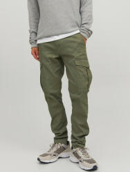 JACK & JONES 12182538 Pantaloni Cargo Elastice cu Croială Slim Lichen verde închis 12182538 (12182538)