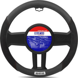 Sparco Husă Volan Auto cu Diametru 37-38cm Sintetic Negru cu Cusătură Roșie SPC1112BK (SPC1112BK)