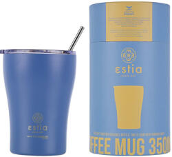 Estia Home Art Coffee Mug Save The Aegean Reciclabil Pahar Termos Oțel inoxidabil Fără BPA 350ml albastru denim cu Pai 01-12182 (01-12182)