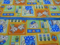 Fashion Narancs alapon állatos mintás anyag patchwork pamutvászon, 140cm/0, 5m