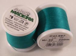 Madeira Cotona kézi és gépi, himző- és quilting cérna 200m, No. 30 - 667, sötét kékeszöld