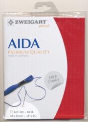 Zweigart Aida precut hímző vászon 6, 4/cm, ajándék ABC mintával, piros, 3251/954