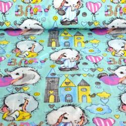 Fashion Menta alapon baby elefánt mintás anyag patchwork pamutvászon, 140cm/0, 5m