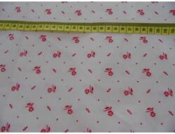 Fashion Fehés alapon apró piros virágos anyag patchwork pamutvászon, 140cm/0, 5m
