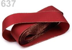 Fashion Egyszínű taft szalag, arany szegéllyel, 40mm, 5m, 410130, bordó