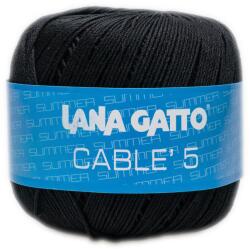 LANA GATTO Cable5 kötő/horgoló fonal, egyiptomi Mako pamut, 50g, 6574, Nero