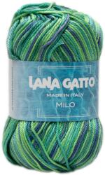 LANA GATTO Milo színátmenetes kötő/horgoló fonal, 100% mercerizált pamut, 50g, 9537, Verde Mix