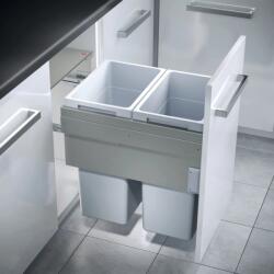 Hailo Cos de gunoi incorporabil Hailo Euro-Cargo 503.70. 532, 2 x 38 l, corp 450 mm, cos plastic, gri deschis (503.70.532) Cos de gunoi