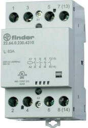 Finder 22.64. 0.230. 4310 installációs mágneskapcsoló, kontaktor, 63A, 4záró ér. , 230V AC/DC mechanikus állapotjelzés (22.64.0.230.4310)