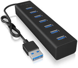 RaidSonic IB-HUB1700-U3 USB 3.2 Gen 1 (3.1 Gen 1) Type-A 5000 Mbit/s Fekete (60819)
