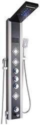 Zuhanypanel, Blackswan, M9006 típusú fekete modell LED-del, digitális kijelzővel, csapteleppel, bidé zuhannyal és SPA funkciókkal, méret 125 cm