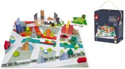 Janod Set de constructie din lemn Janod - 60 piese + puzzle Oras (J08304) Puzzle