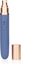 Loveline Vibrator Travel cu Compartiment pentru Lubrifiant, 10 Moduri Vibratii, Silicon, USB, Albastru, 18.6 cm Vibrator