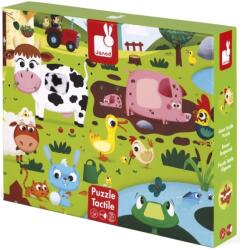 Janod Puzzle tactil Janod de 20 piese - Animalele din ferma (J02772) Puzzle