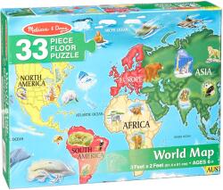 Melissa & Doug Puzzle pentru podea Melissa & Doug - Harta lumii, 33 de piese (10446) Puzzle