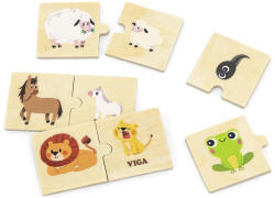 Viga Toys Puzzle din lemn Viga - Animale și puii lor (44648) Puzzle