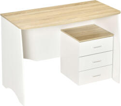 HomCom Modern íróasztal + komód, Homcom, fa, 110 x 55 x 75 cm, fehér/világosbarna (836-468)