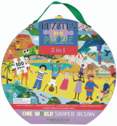 Floss and Rock Puzzle pentru copii 3 in 1 Floss & Rock - O lume, 100 piese (43P6361) Puzzle