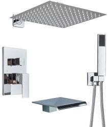  Zuhanycsap szett, Blackswan, M183 típus, króm modell, 3 utas és vízesés csappal, mérete 30 cm