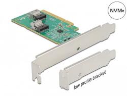 Delock PCI Express 4.0 x8 kártya - 2 x belső SFF-8654 4i NVMe - elágazás - alacsony profilú formatényező (90076) - dellaprint