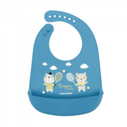 Canpol Babies szilikonos előke zsebbel Bonjour Paris, 4 hó+ (kék) (74/027_BLU)