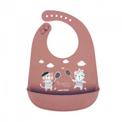 Canpol Babies Szilikonos előke zsebbel Bonjour Paris, 4 hó+ (pink) (74/027_RED)