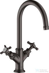 Hansgrohe AXOR MONTREUX kétkaros mosdó csaptelep, nem zárható leeresztővel, szálcsiszolt fekete/króm 16506340 (16506340)