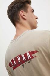 Alpha Industries pamut póló bézs, férfi, nyomott mintás, 148523 - bézs S