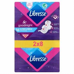 Libresse Ultra Large+ Goodnight szárnyas egészségügyi betét, éjszakai használatra 2 x 8 db - cooponline