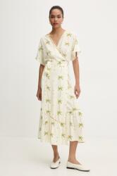 Never Fully Dressed ruha Wrap Dress bézs, midi, harang alakú, NFDDR1383 - bézs XS