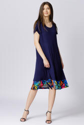Pierino Rochie bleumarin din vascoza cu volan imprimeu geometric si sireturi laterale S/M